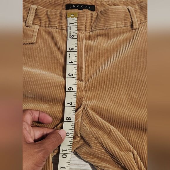 Theory Corduroy Wide Legs Cropped Tan Pants Size 6 - Picture 4 of 11